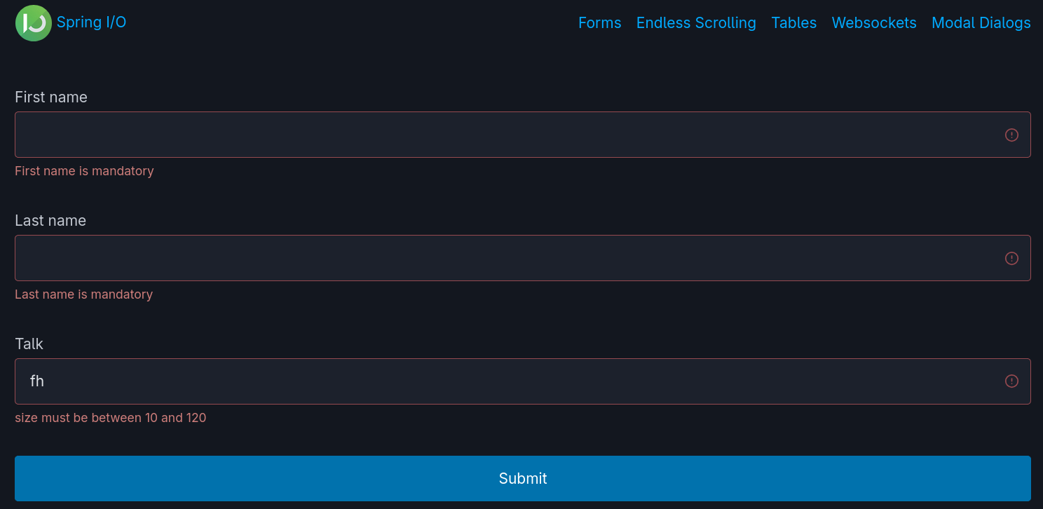 form validated